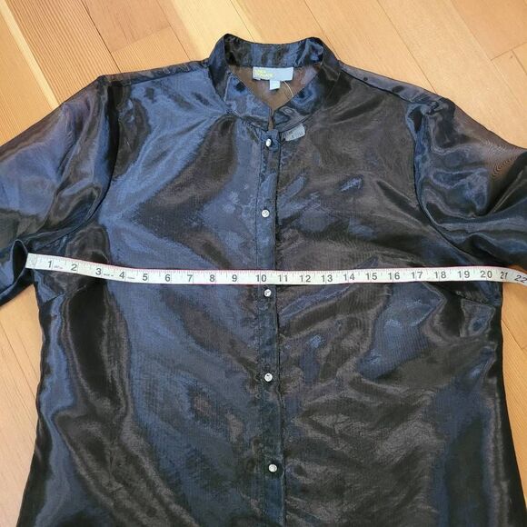 NWT deadstock vintage Linea Domani size 10 sheer black button up goth glam stree - Picture 10 of 10